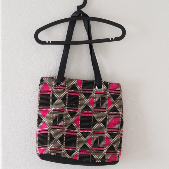 Pink & Green Boho Geometric Corduroy Tote Bag- Pre-owned - Picture 6 of 15